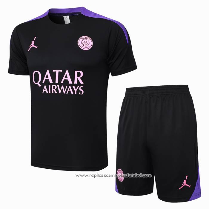 Fato de Treino Paris Saint-Germain Jordan 2024-2025 Manga Curta Preto - Calcas Curta